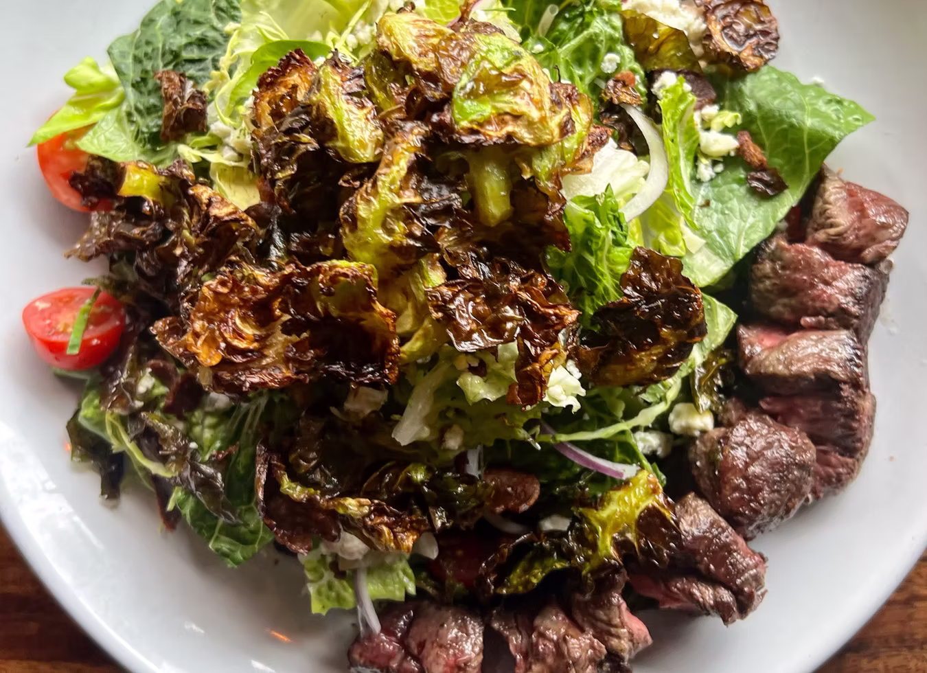 Seared steak with sides